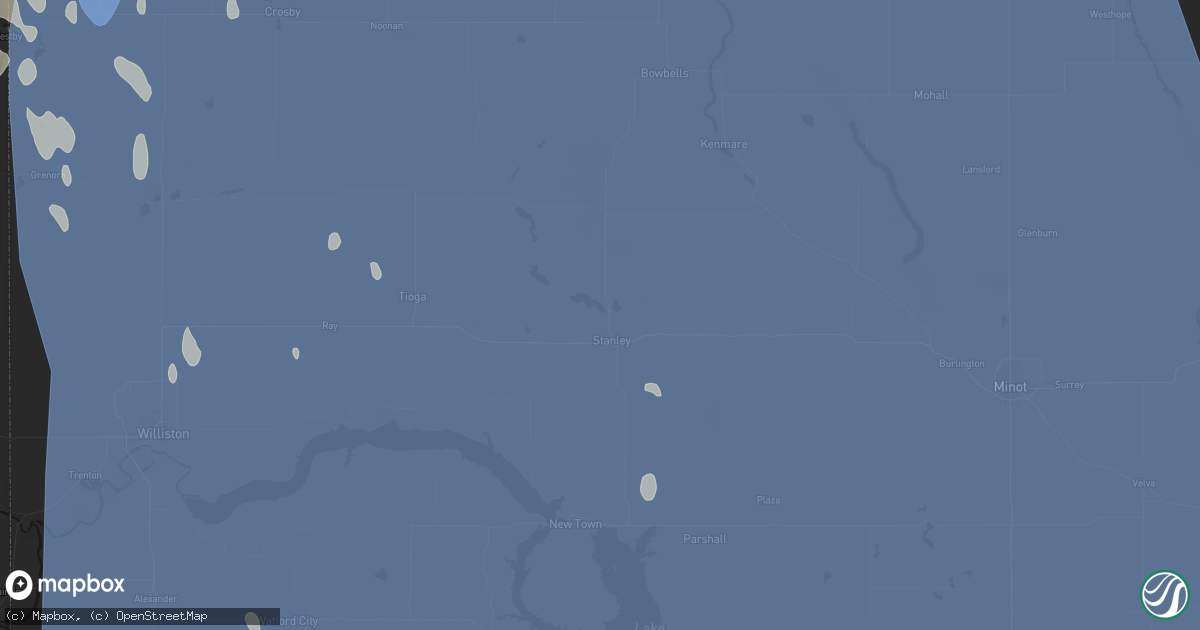 Hail map in Stanley, ND on June 27, 2026
