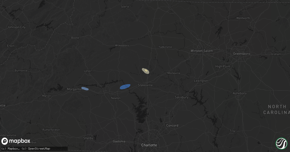 Hail map in Statesville, NC on June 27, 2026