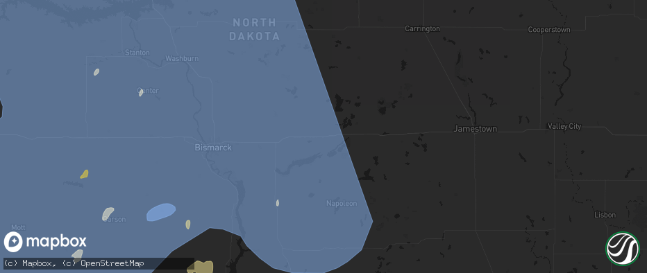 Hail map in Steele, ND on June 27, 2026