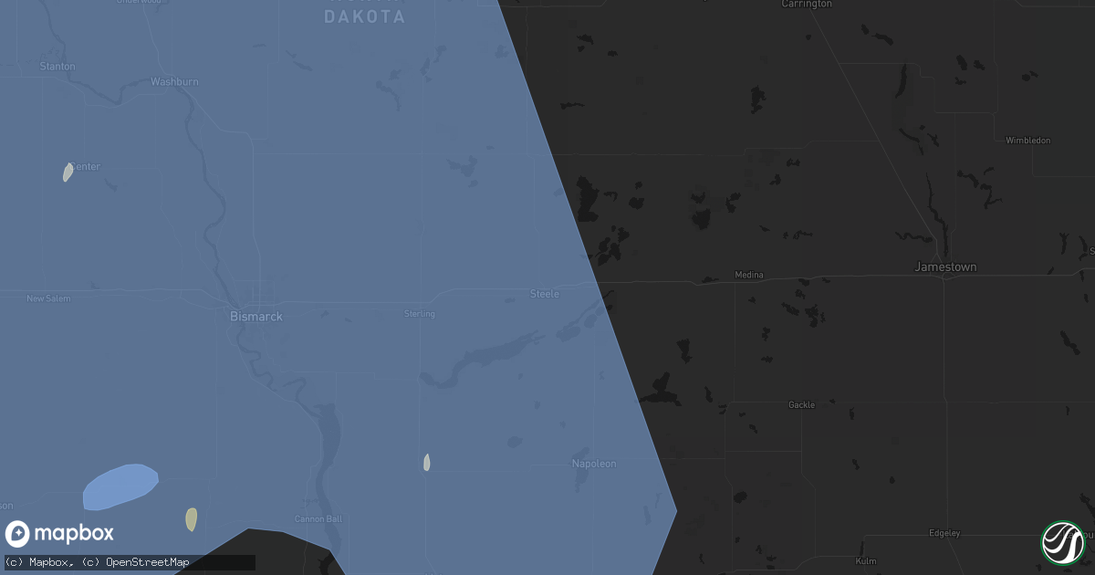 Hail map in Steele, ND on June 27, 2026