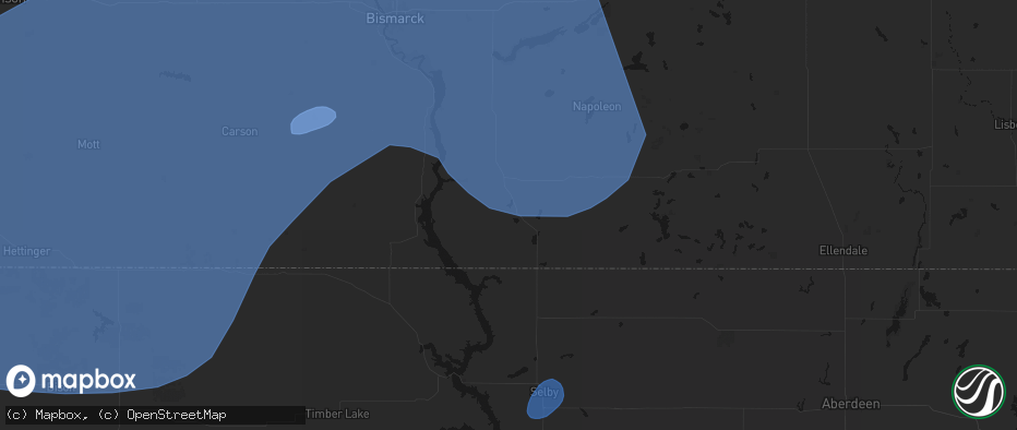 Hail map in Strasburg, ND on June 27, 2026