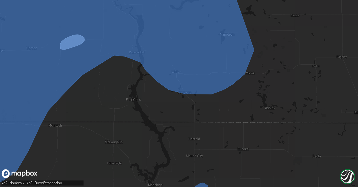 Hail map in Strasburg, ND on June 27, 2026