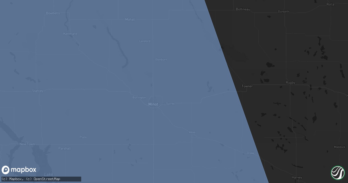 Hail map in Surrey, ND on June 27, 2026