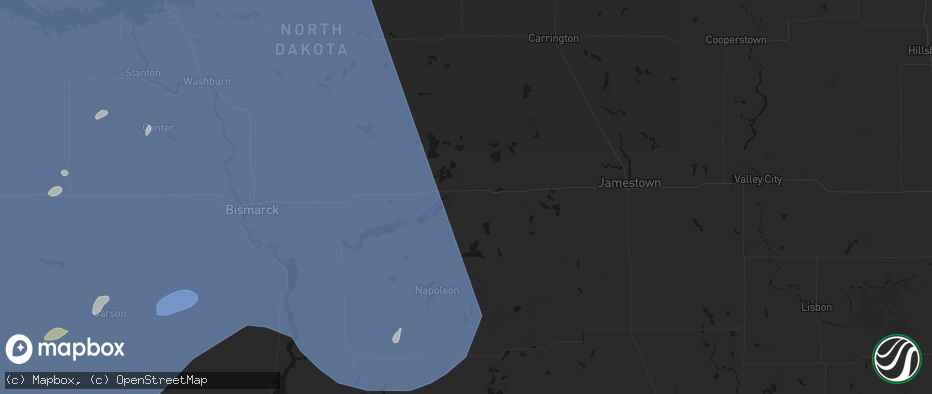 Hail map in Tappen, ND on June 27, 2026