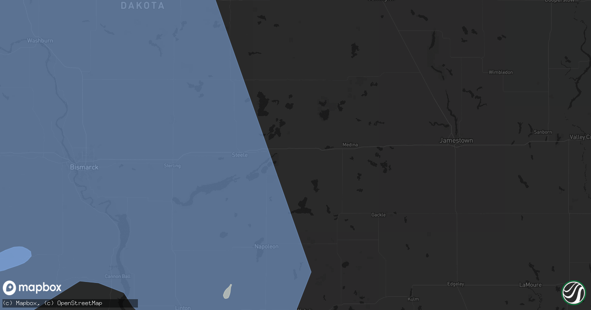 Hail map in Tappen, ND on June 27, 2026