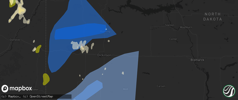 Hail map in Taylor, ND on June 27, 2026