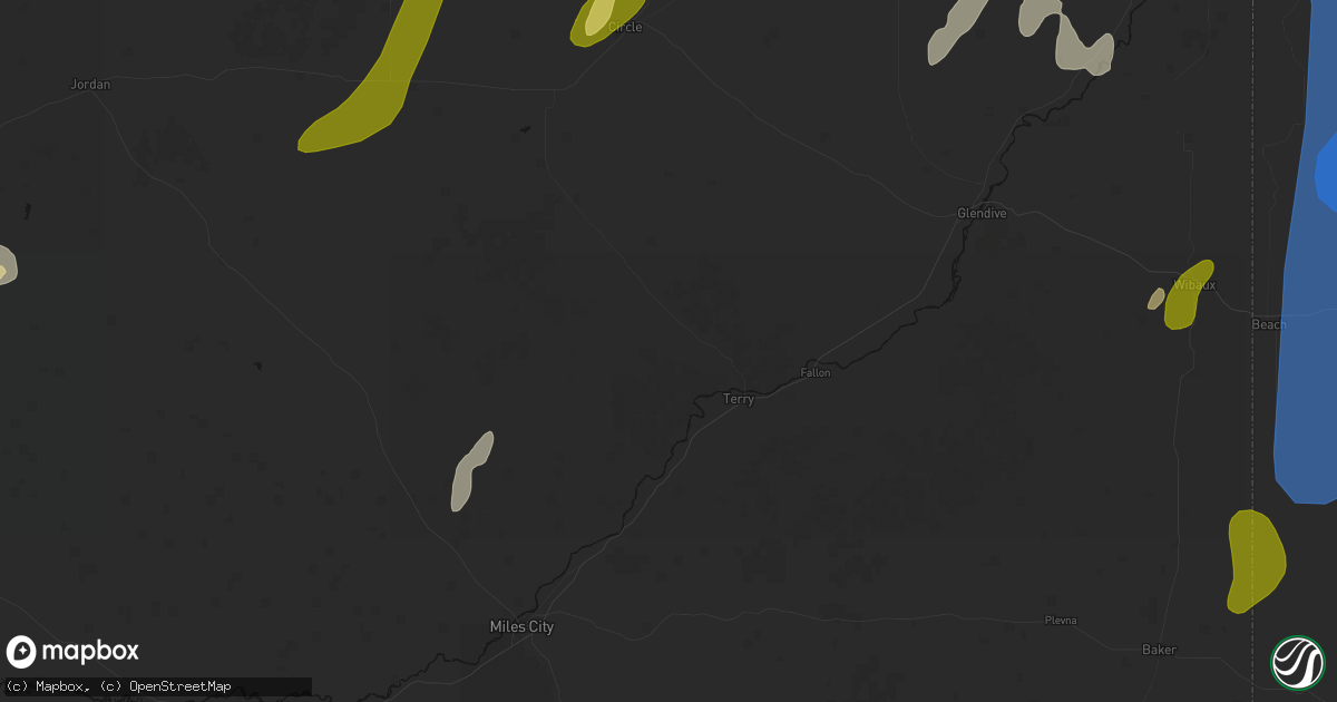 Hail map in Terry, MT on June 27, 2026