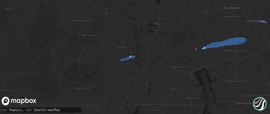 Hail map in Thebes, IL on June 27, 2026