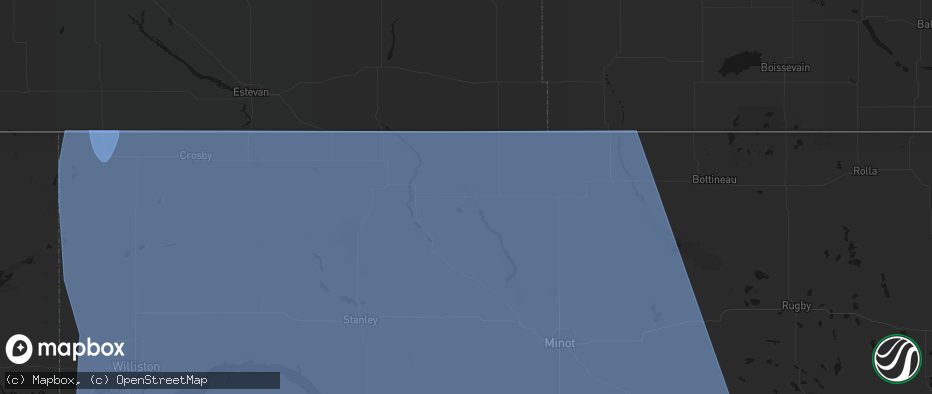 Hail map in Tolley, ND on June 27, 2026