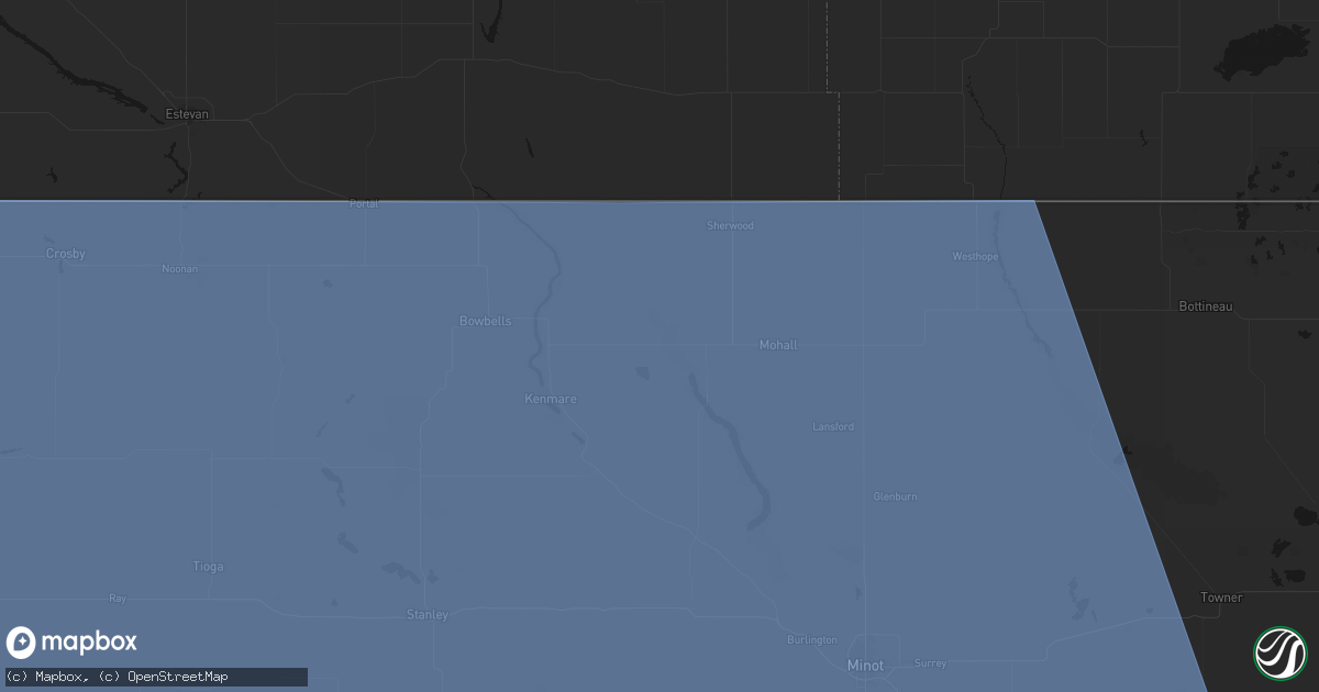 Hail map in Tolley, ND on June 27, 2026