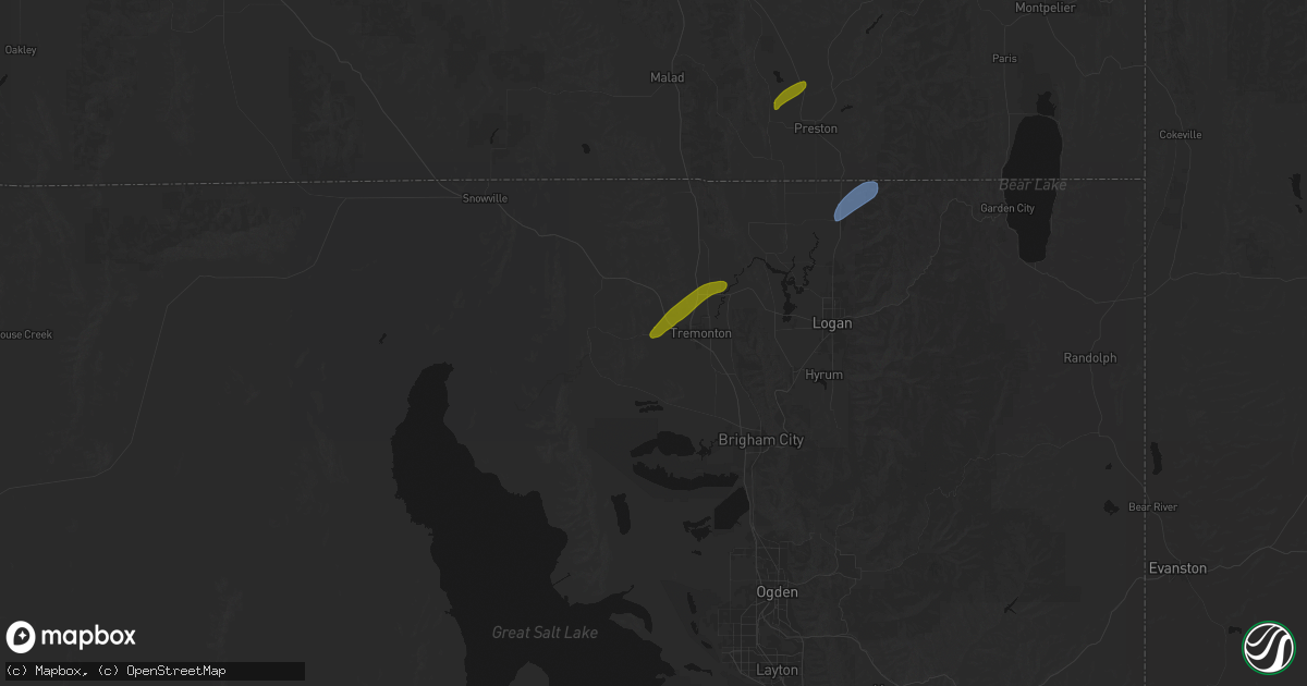 Hail map in Tremonton, UT on June 27, 2026