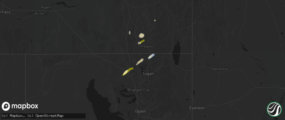 Hail map in Trenton, UT on June 27, 2026