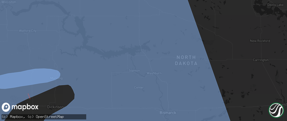 Hail map in Underwood, ND on June 27, 2026