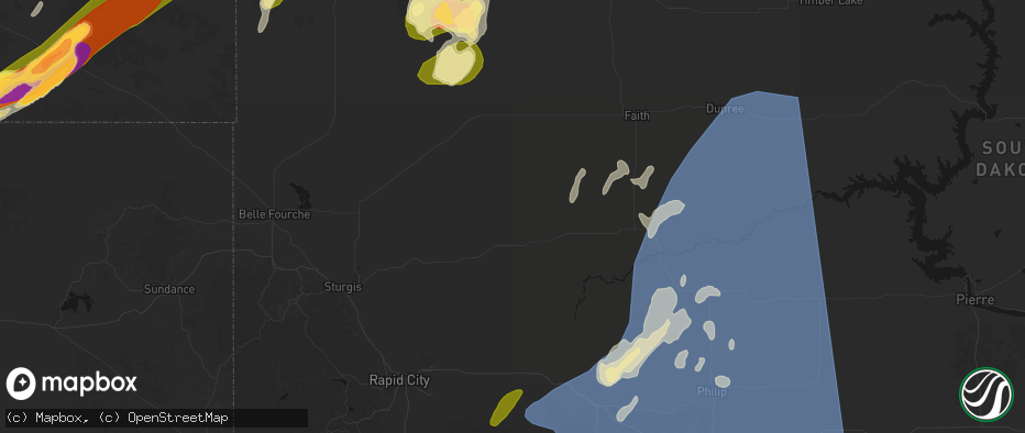 Hail map in Union Center, SD on June 27, 2026