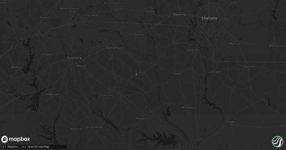 Hail map in Union, SC on June 27, 2026
