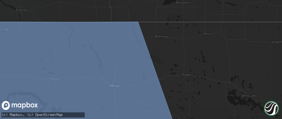 Hail map in Upham, ND on June 27, 2026