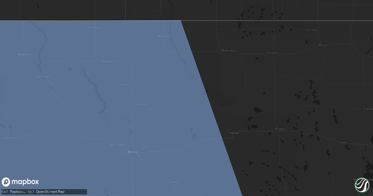 Hail map in Upham, ND on June 27, 2026