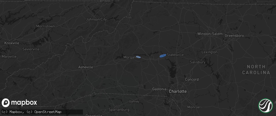Hail map in Valdese, NC on June 27, 2026