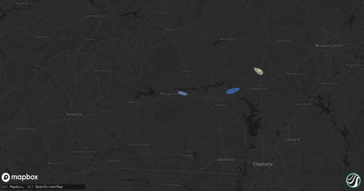 Hail map in Valdese, NC on June 27, 2026
