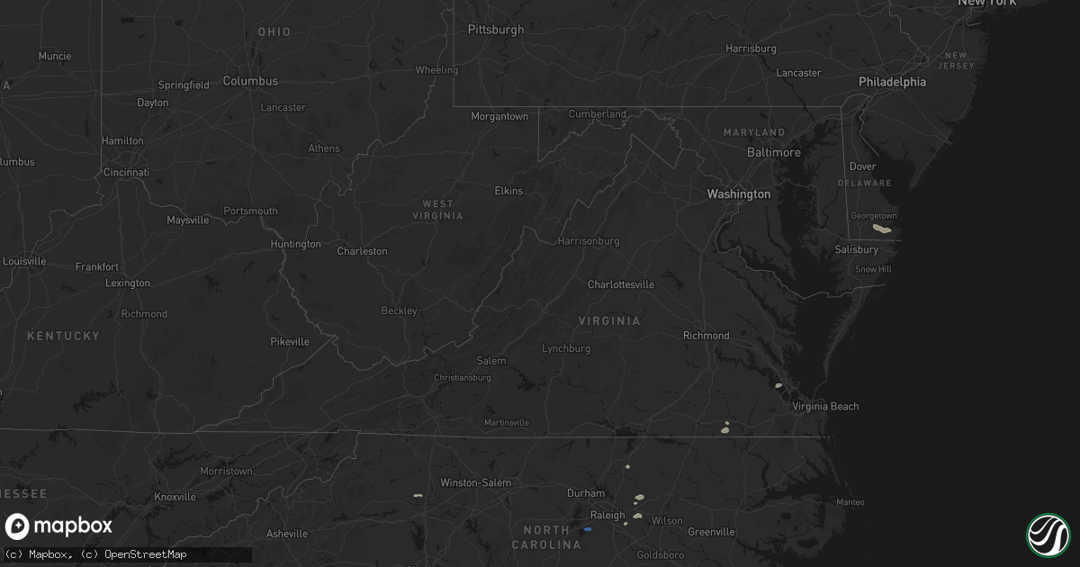 Hail map in Virginia on June 27, 2026