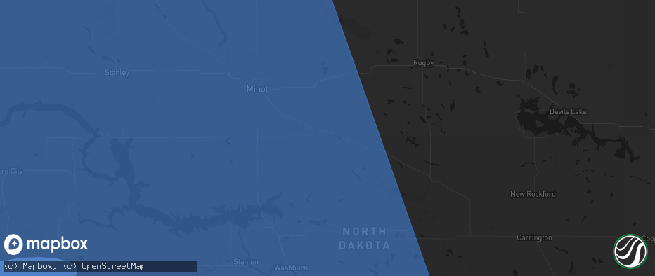 Hail map in Voltaire, ND on June 27, 2026