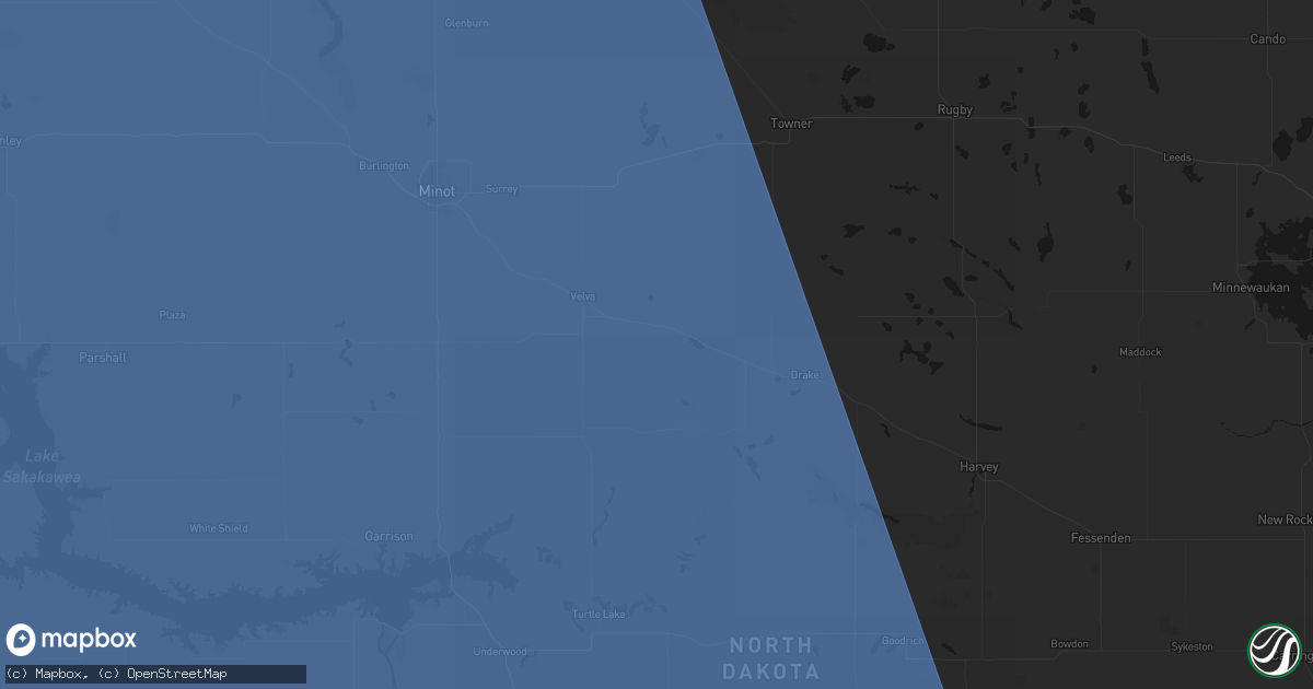 Hail map in Voltaire, ND on June 27, 2026