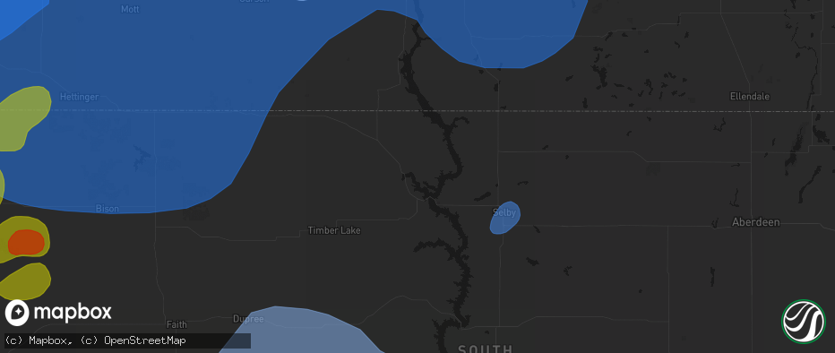Hail map in Wakpala, SD on June 27, 2026