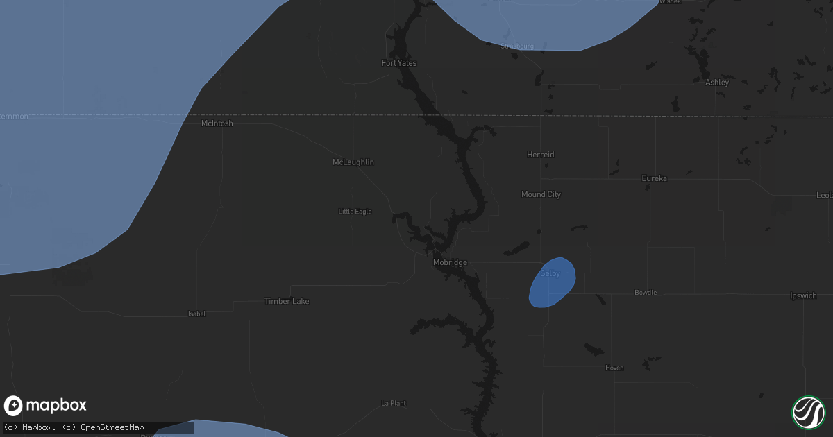 Hail map in Wakpala, SD on June 27, 2026