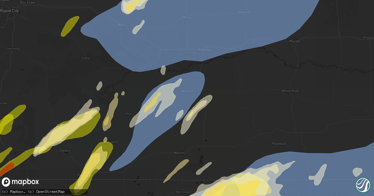 Hail map in Wanblee, SD on June 27, 2026