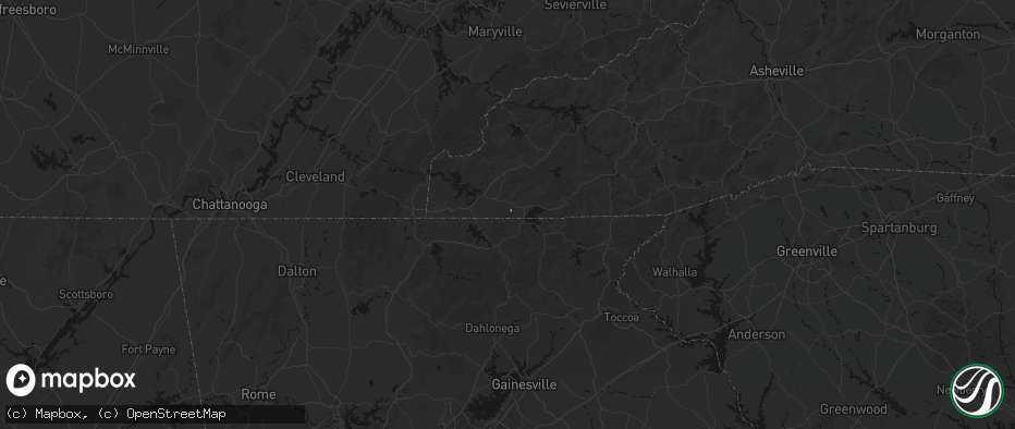 Hail map in Warne, NC on June 27, 2026