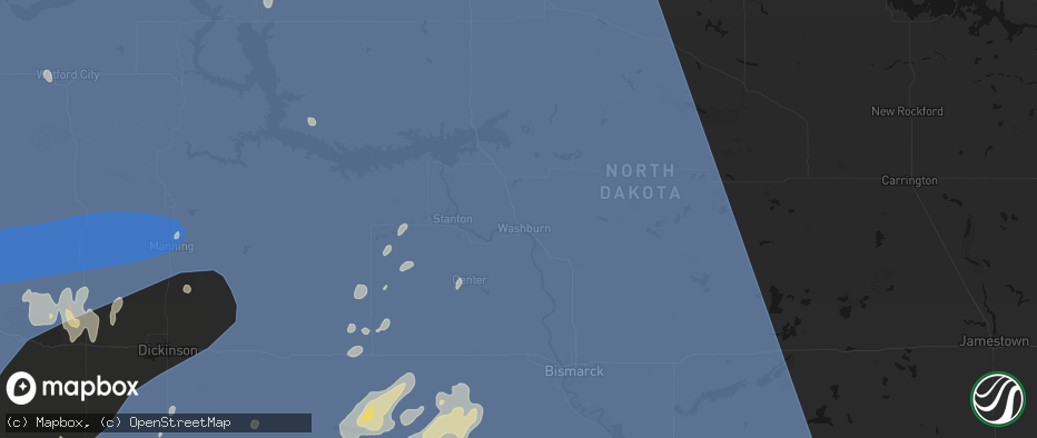 Hail map in Washburn, ND on June 27, 2026
