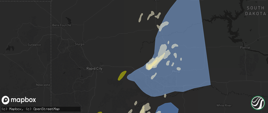 Hail map in Wasta, SD on June 27, 2026
