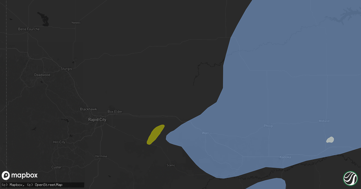 Hail map in Wasta, SD on June 27, 2026