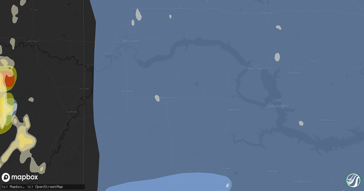 Hail map in Watford City, ND on June 27, 2026