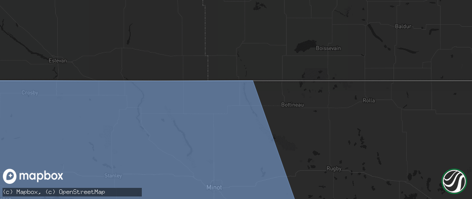 Hail map in Westhope, ND on June 27, 2026