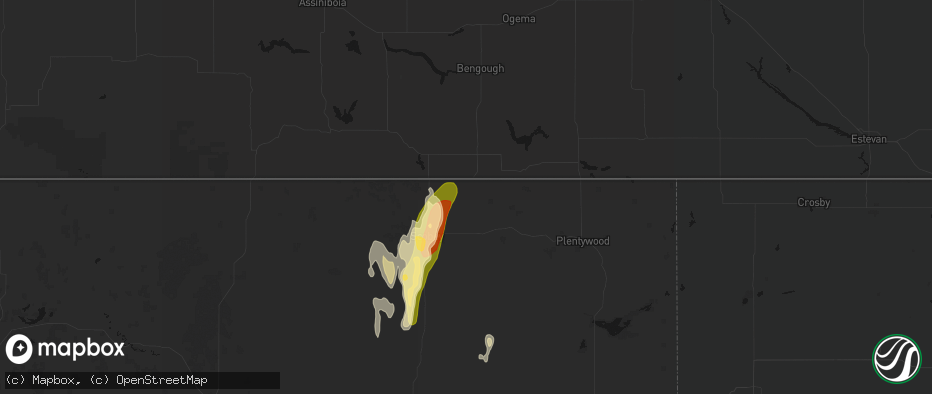 Hail map in Whitetail, MT on June 27, 2026
