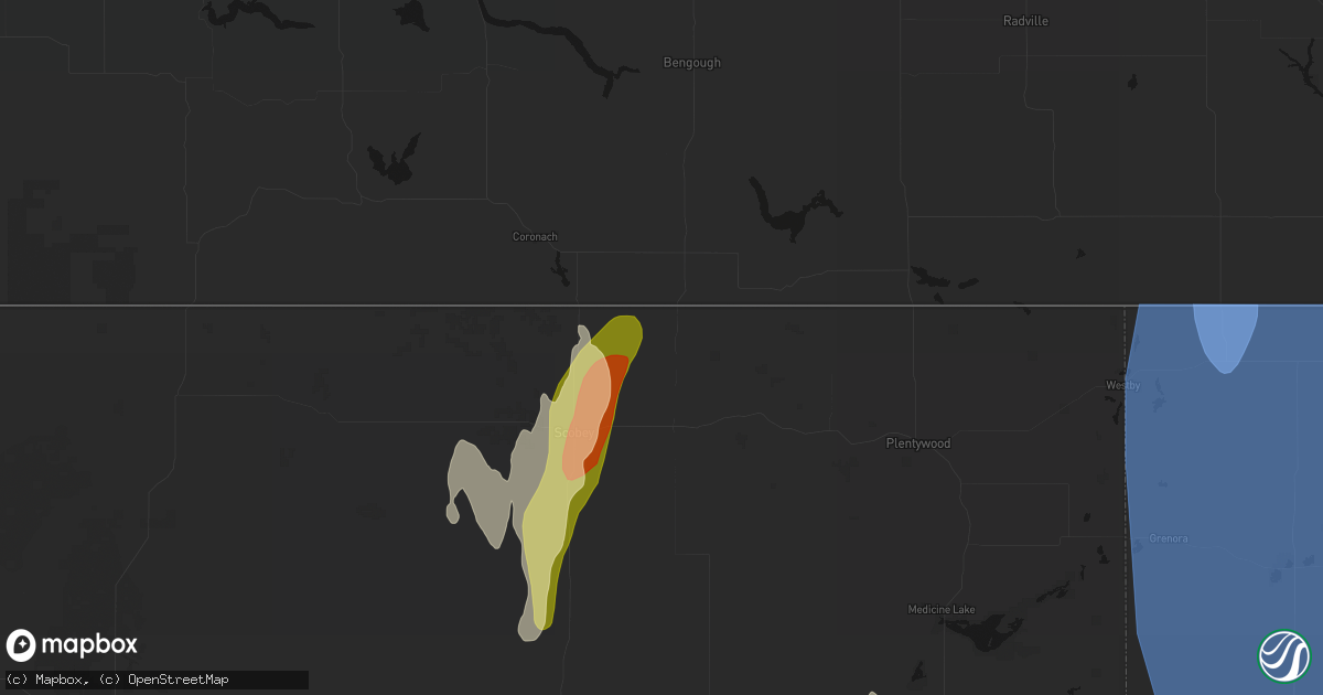 Hail map in Whitetail, MT on June 27, 2026