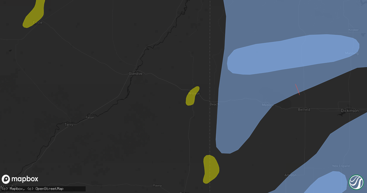 Hail map in Wibaux, MT on June 27, 2026