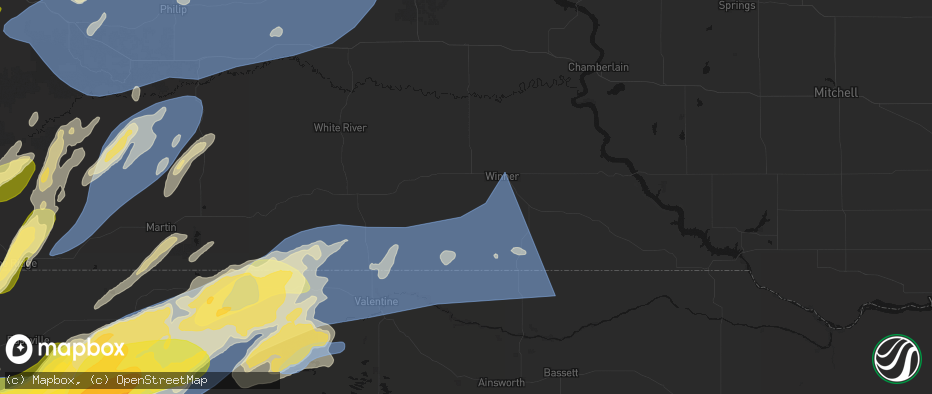 Hail map in Winner, SD on June 27, 2026