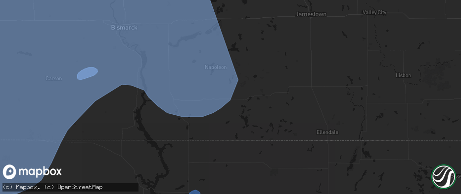 Hail map in Wishek, ND on June 27, 2026