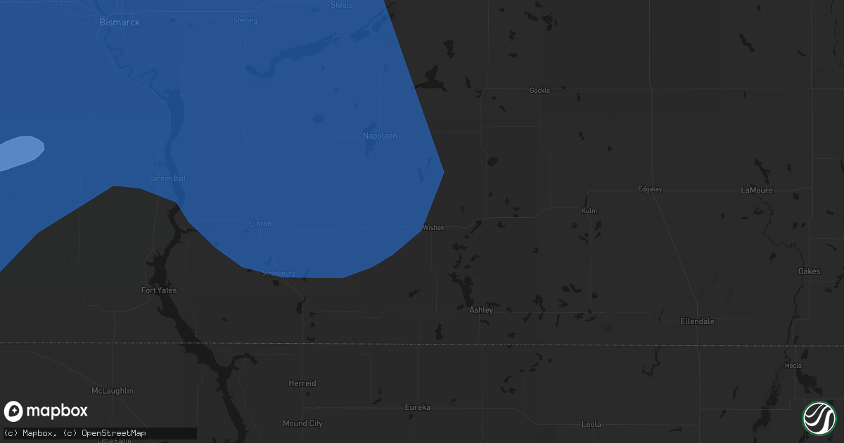 Hail map in Wishek, ND on June 27, 2026