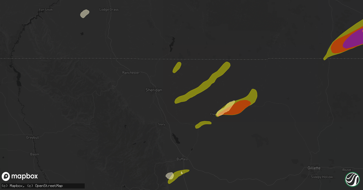 Hail map in Wyarno, WY on June 27, 2026
