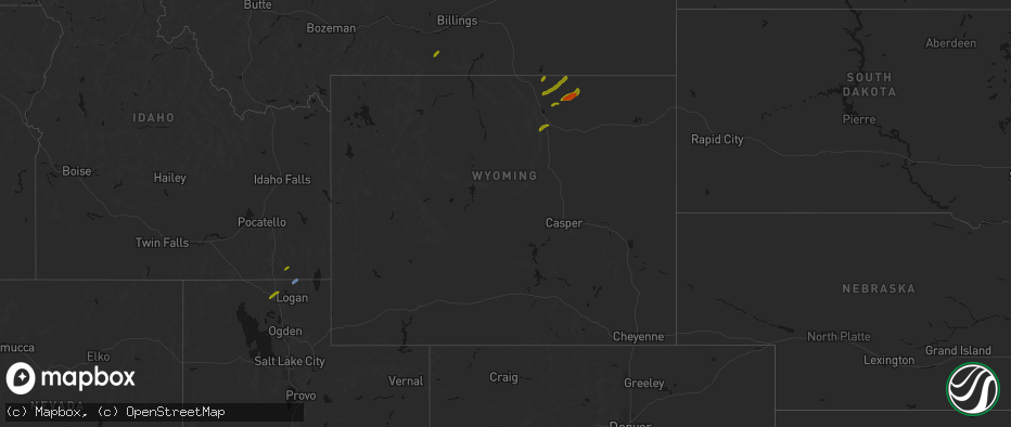 Hail map in Wyoming on June 27, 2026
