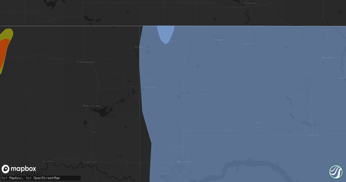 Hail map in Zahl, ND on June 27, 2026