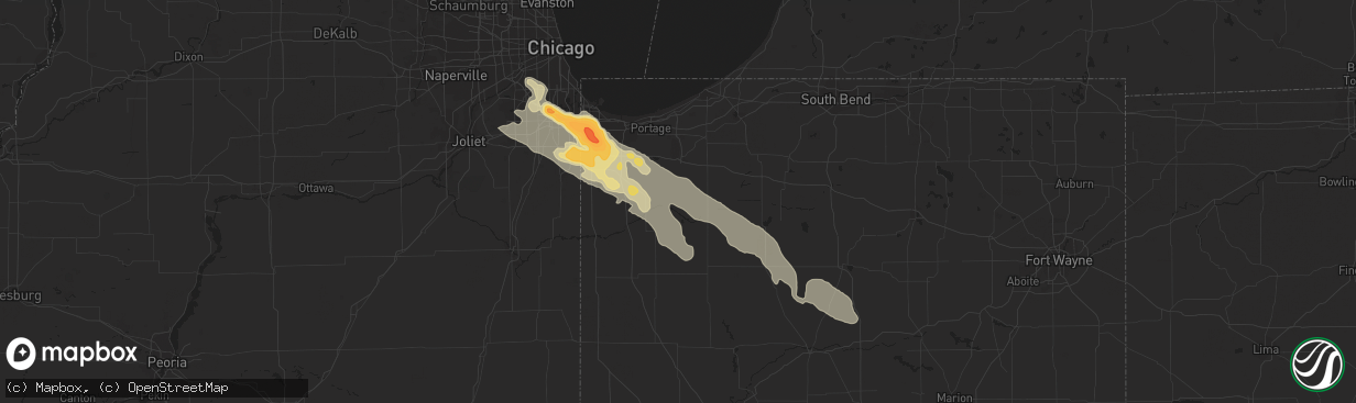 Hail map in Calumet City, IL on June 28, 2012