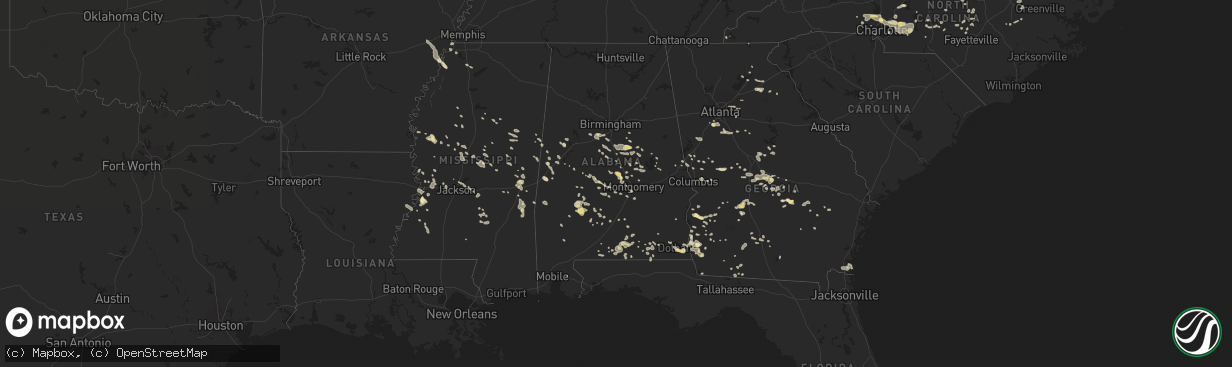 Hail map in Alabama on June 28, 2013