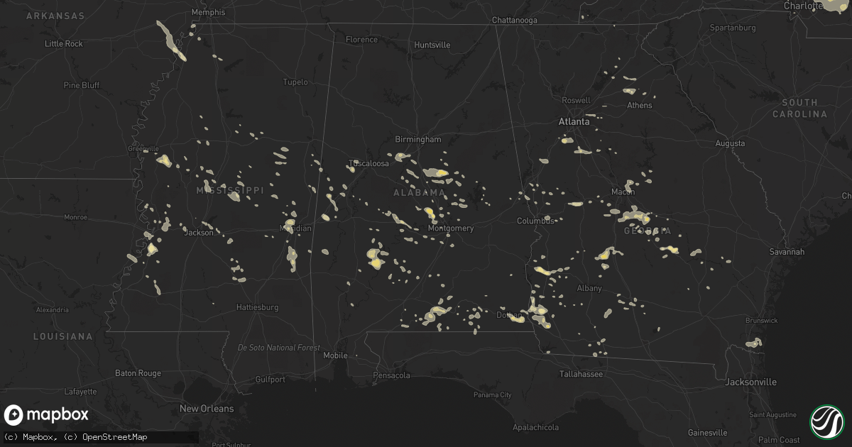 Hail map in Alabama on June 28, 2013