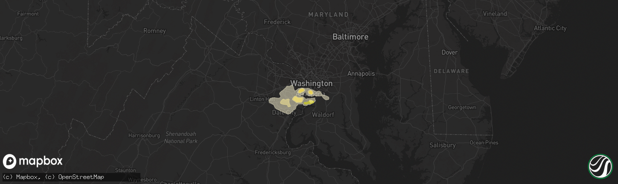 Hail map in Alexandria, VA on June 28, 2013