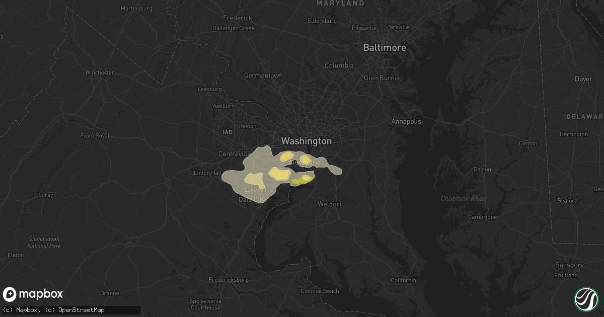 Hail map in Alexandria, VA on June 28, 2013