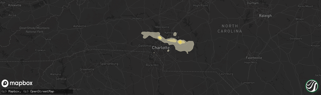 Hail map in Charlotte, NC on June 28, 2013